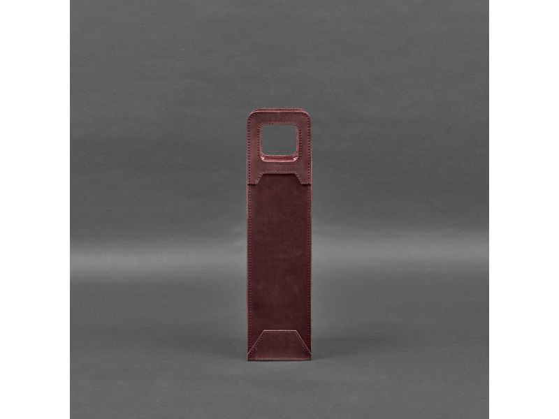 Кожаный чехол для вина 2.0 бордовый Crazy Horse, фото 5