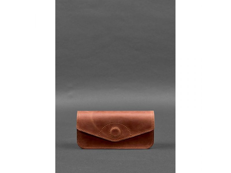 Кожаная сумка-футляр для очков (мини-сумка) светло-коричневая Crazy Horse, фото 4