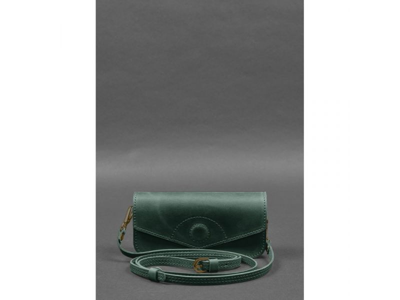 Кожаная сумка-футляр для очков (мини-сумка) зеленый Crazy Horse, фото 1