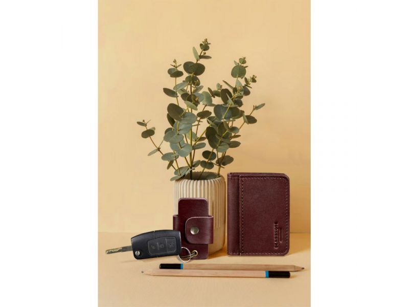 Набор кожаных аксессуаров AUTO 1.0 бордовый, фото 1