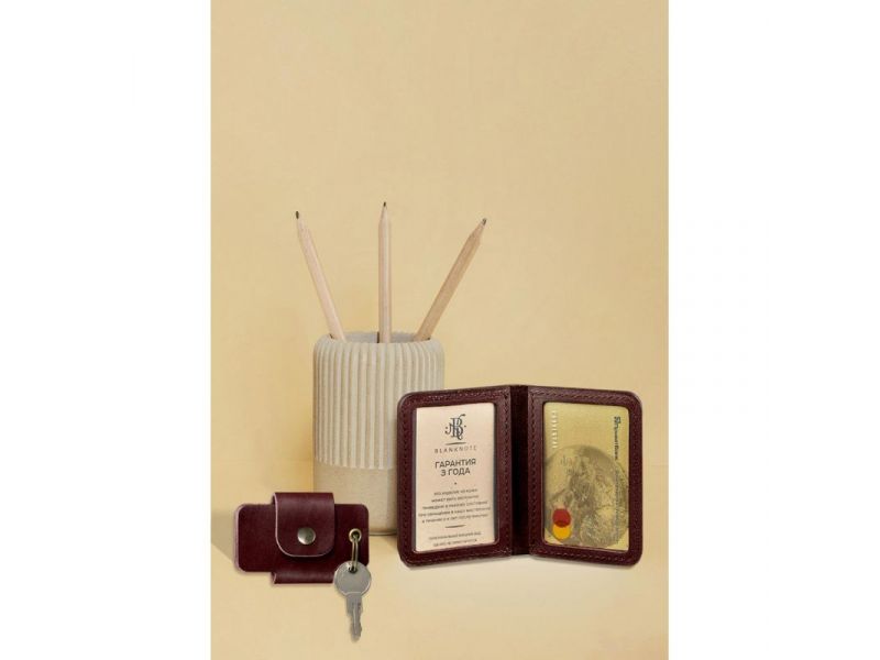 Набор кожаных аксессуаров AUTO 1.0 бордовый, фото 2