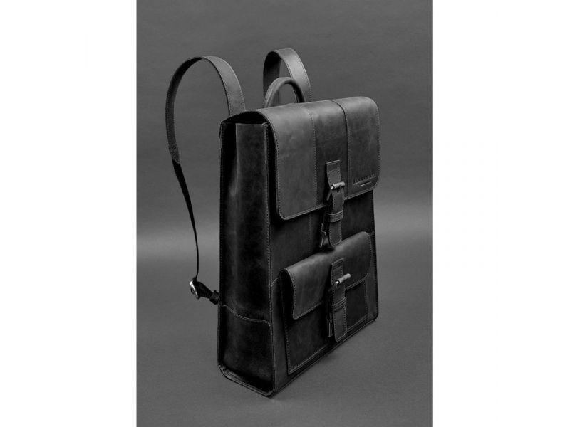 Кожаный рюкзак Brit черный Crazy Horse, фото 3