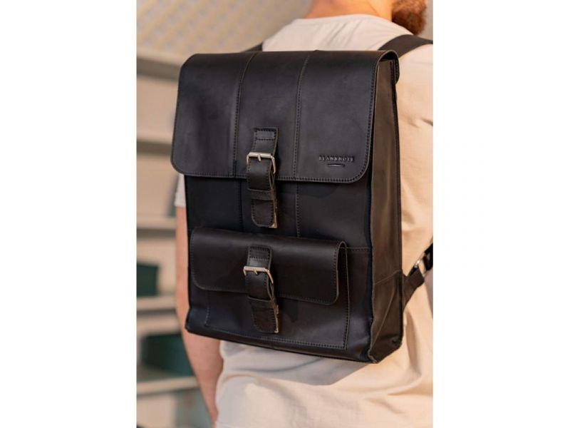 Кожаный рюкзак Brit черный Crazy Horse, фото 1