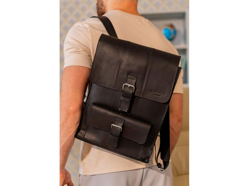 Кожаный рюкзак Brit черный Crazy Horse, фото 6