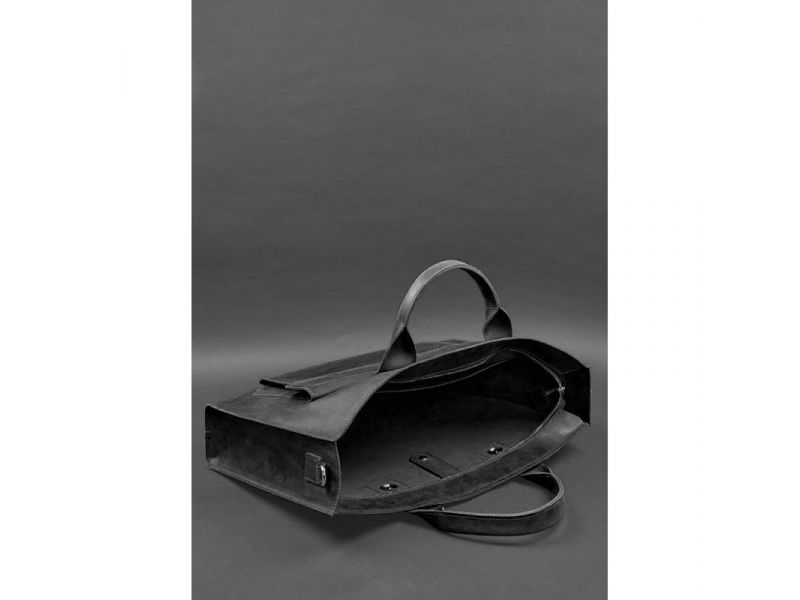 Кожаная сумка для ноутбука и документов Универсальная черная Crazy Horse, фото 6