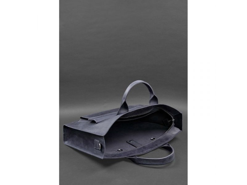 Кожаная сумка для ноутбука и документов Универсальная синяя Crazy Horse, фото 6
