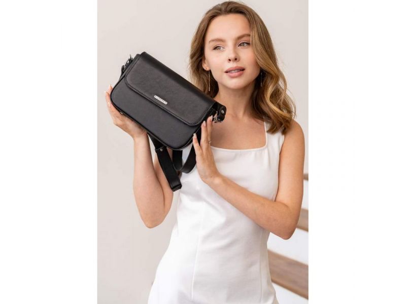 Женская кожаная сумка Mary черная, фото 1