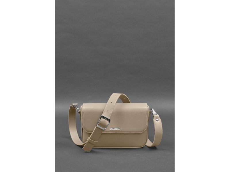 Женская кожаная сумка Mary светло-бежевая, фото 2