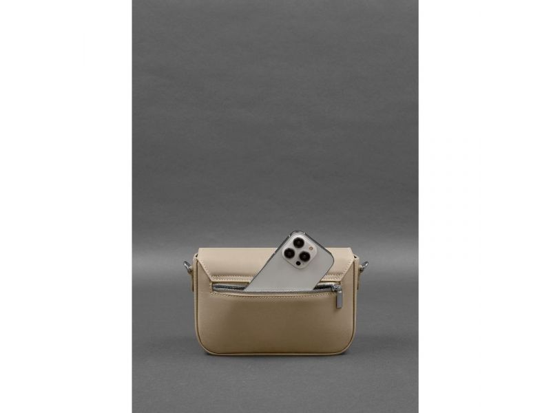 Женская кожаная сумка Mary светло-бежевая, фото 8