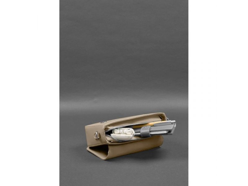 Женская кожаная сумка Mary светло-бежевая, фото 10