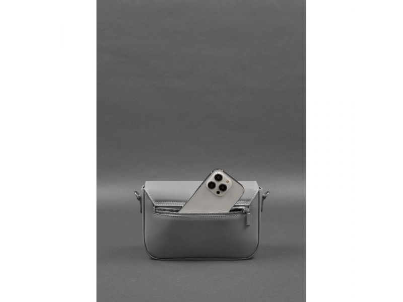 Женская кожаная сумка Mary серая, фото 8