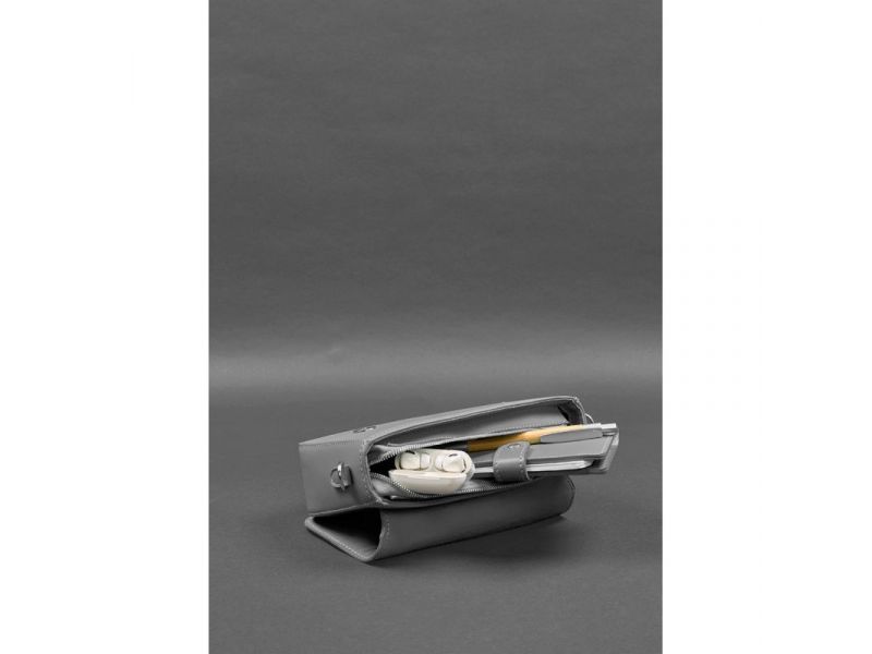 Женская кожаная сумка Mary серая, фото 10