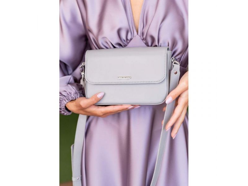 Женская кожаная сумка Mary серая, фото 1