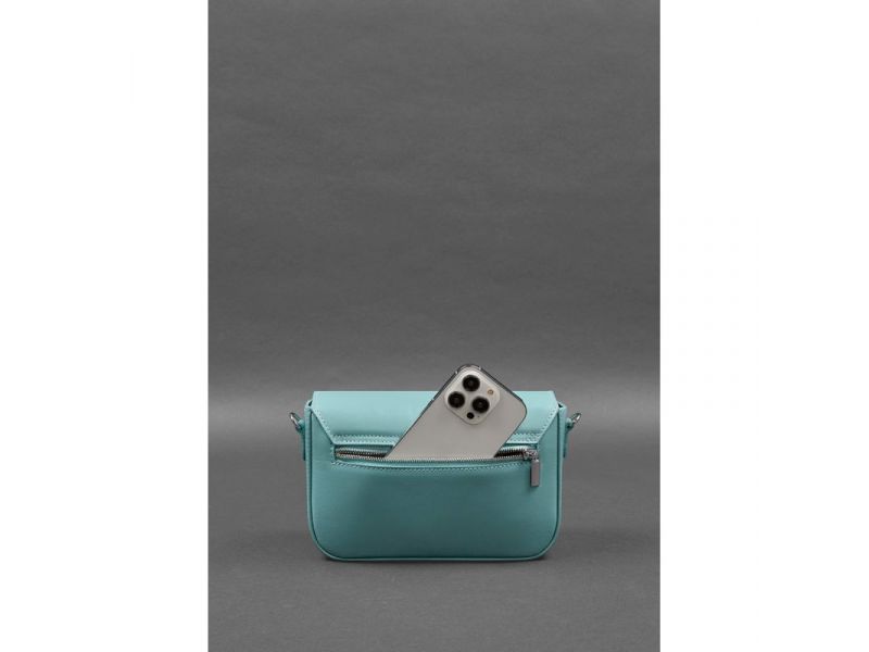 Женская кожаная сумка Mary бирюзовая, фото 7