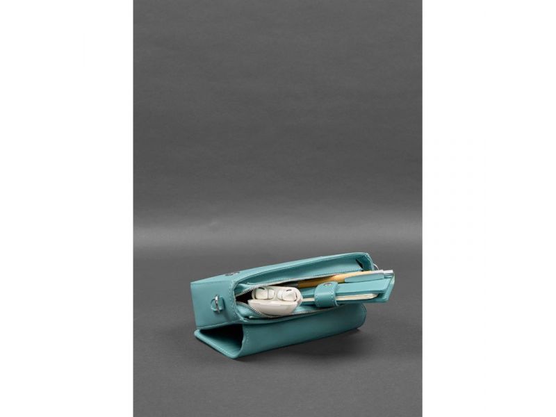 Женская кожаная сумка Mary бирюзовая, фото 9