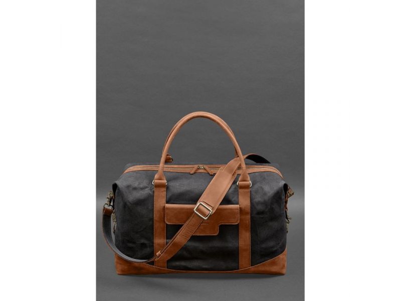 Дорожная сумка из канваса и натуральной светло-коричневой кожи  Crazy Horse, фото 1