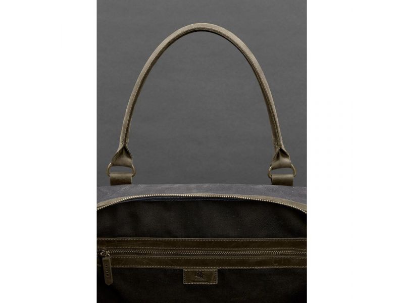 Дорожная сумка из канваса и натуральной темно-коричневой кожи  Crazy Horse, фото 10