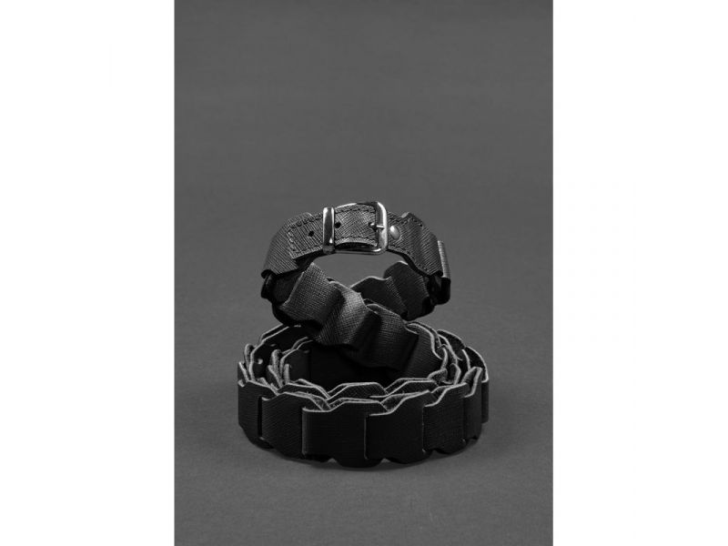 Женский кожаный бохо-ремень черный Saffiano, фото 1