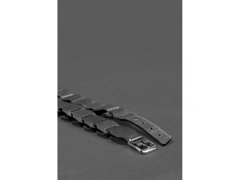 Женский кожаный бохо-ремень черный Saffiano, фото 3