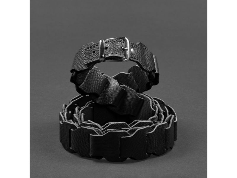 Женский кожаный бохо-ремень черный Saffiano, фото 4