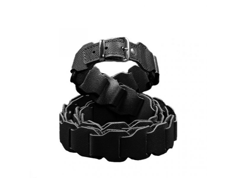 Женский кожаный бохо-ремень черный Saffiano, фото 5