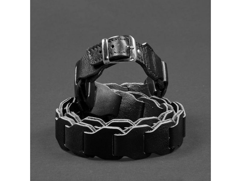 Женский кожаный бохо-ремень черный краст, фото 4