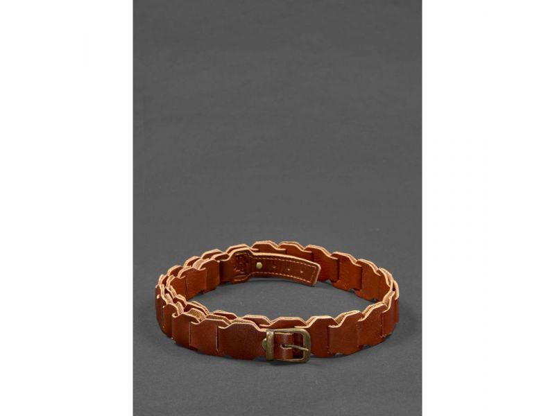 Женский кожаный бохо-ремень светло-коричневый краст, фото 2