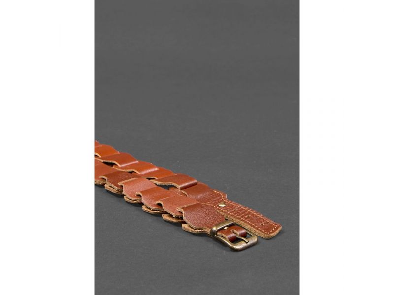 Женский кожаный бохо-ремень светло-коричневый краст, фото 3