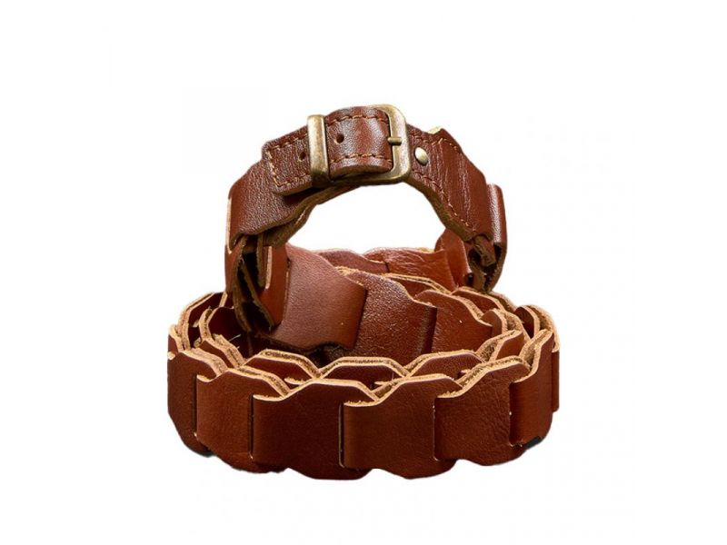 Женский кожаный бохо-ремень светло-коричневый краст, фото 5