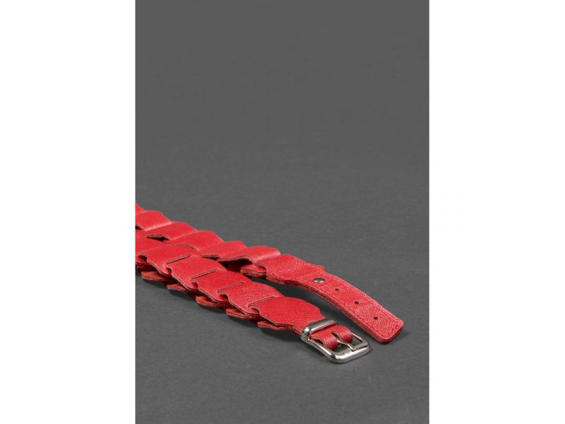 Женский кожаный бохо-ремень красный Saffiano, фото 3