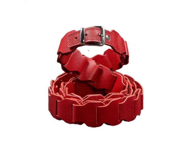 Женский кожаный бохо-ремень красный Saffiano, фото 5