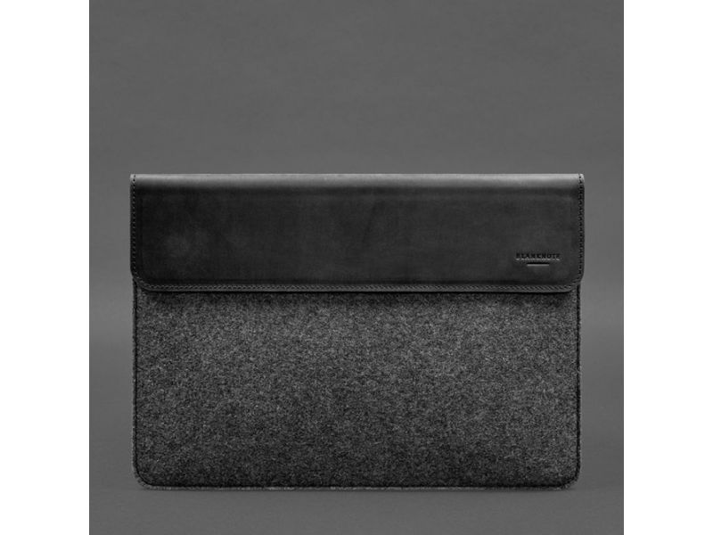 Чехол-конверт с клапаном кожа+фетр для MacBook 13&amp;quot; Черный  Crazy Horse, фото 5