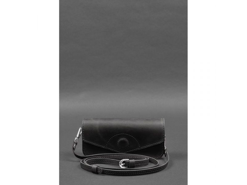 Кожаная сумка-футляр для очков (мини-сумка) черный Crazy Horse, фото 1