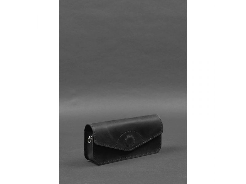 Кожаная сумка-футляр для очков (мини-сумка) черный Crazy Horse, фото 3