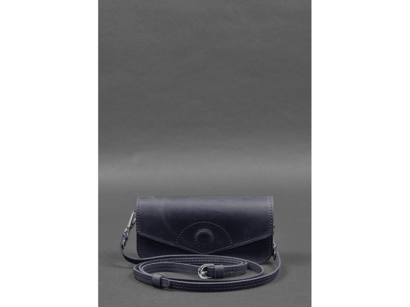 Кожаная сумка-футляр для очков (мини-сумка) синий Crazy Horse, фото 1