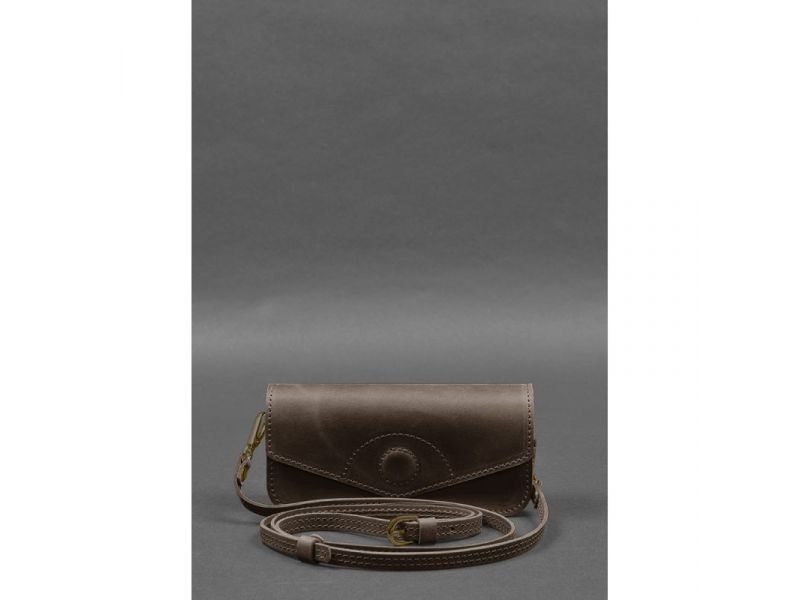 Кожаная сумка-футляр для очков (мини-сумка) темно-коричневый Crazy Horse, фото 1