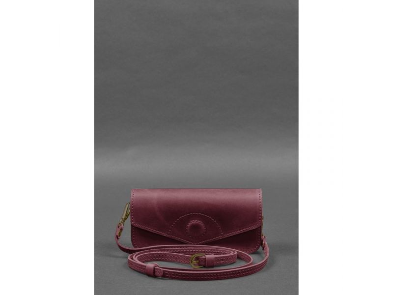 Кожаная сумка-футляр для очков (мини-сумка) бордовый Crazy Horse, фото 1