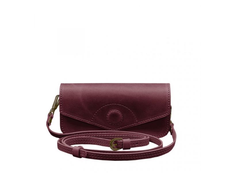 Кожаная сумка-футляр для очков (мини-сумка) бордовый Crazy Horse, фото 7