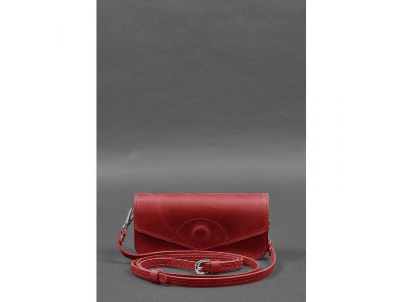 Кожаная сумка-футляр для очков (мини-сумка) коралловый Crazy Horse, фото 1