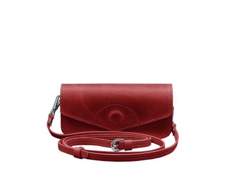 Кожаная сумка-футляр для очков (мини-сумка) коралловый Crazy Horse, фото 7