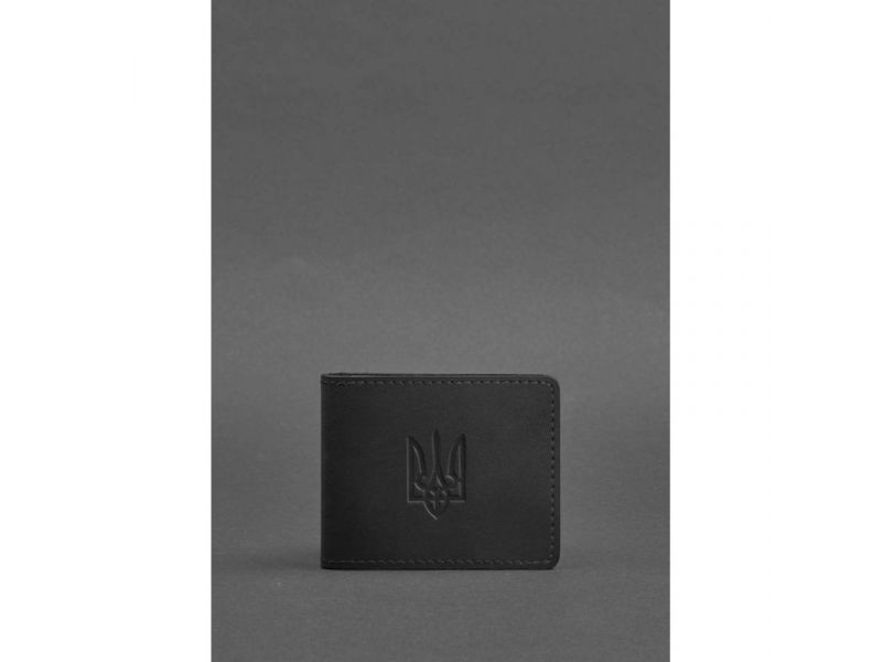 Кожаная обложка для удостоверения с гербом, черный Crazy Horse, фото 1