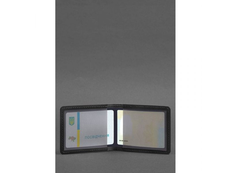 Кожаная обложка для удостоверения с гербом, черный Crazy Horse, фото 3