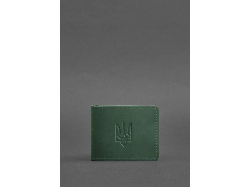 Кожаная обложка для удостоверения с гербом, зеленый Crazy Horse, фото 1