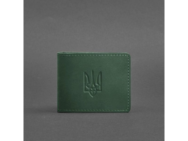 Кожаная обложка для удостоверения с гербом, зеленый Crazy Horse, фото 5