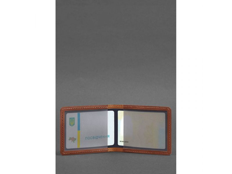 Кожаная обложка для удостоверения с гербом, светло-коричневый Crazy Horse, фото 3