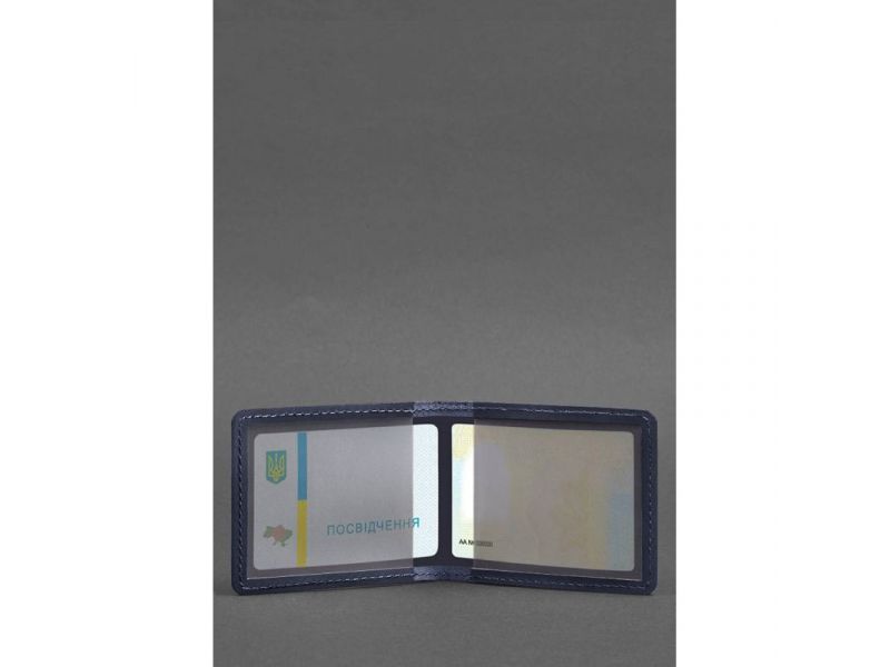Кожаная обложка для удостоверения с гербом, синий Crazy Horse, фото 3
