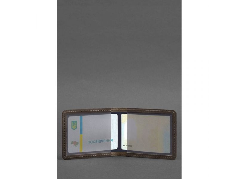 Кожаная обложка для удостоверения с гербом, темно-коричневый Crazy Horse, фото 3