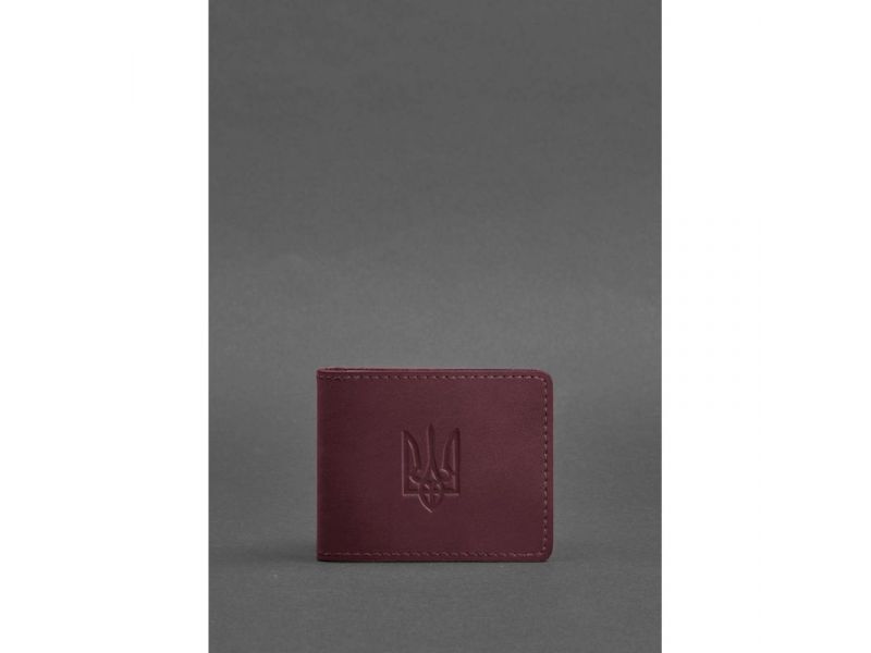 Кожаная обложка для удостоверения с гербом, бордовый Crazy Horse, фото 1