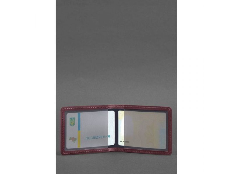 Кожаная обложка для удостоверения с гербом, бордовый Crazy Horse, фото 3