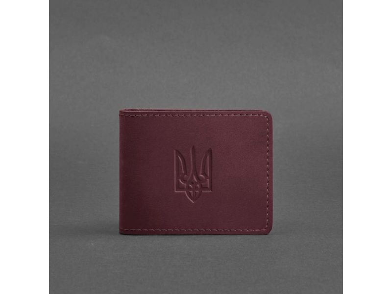 Кожаная обложка для удостоверения с гербом, бордовый Crazy Horse, фото 5